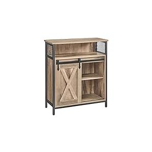 VASAGLE Meuble de Rangement, Buffet Cuisine, Commode, avec Porte Coulissante, 30 x 70 x 80 cm, &Eacute;tag&egrave;res R&eacute;glables, pour Salon, Marron Camel et Noir d'encre LSC089B50V1