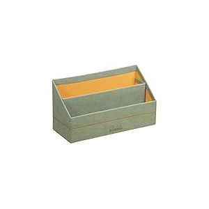 RHODIA 194609C - Porte-Courrier C&eacute;ladon - 25 x 10 x 14 cm - Piq&ucirc;res Sellier Orange - Ext&eacute;rieur Simili Cuir-Collection Home Office rama - Organisation de Bureau & Rangement Design