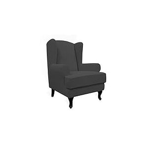Easy-Going Lot de 2 Housses de canapé Extensibles pour canapé à Oreilles avec Base élastique, Tissu Jacquard élasthanne à Petits Carreaux, Gris foncé