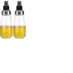 PARENCE.- Spray Huile et Vinaigre 330 ml &ndash; Distributeur &agrave; Pulv&eacute;risation en Verre et Acier Inoxydable &ndash; Bouteille R&eacute;utilisable pour Cuisine (Lot de 2)