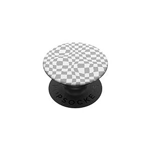 Carr&eacute;s d&eacute;form&eacute;s &agrave; la Mode avec Motif Damier Gris ondul&eacute; PopSockets PopGrip Adh&eacute;sif