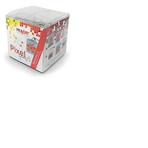 Pracht Creatives Hobby Pixel P90013-63501 Kit de bricolage amusant 6 pour enfants, système d'assemblage simple avec des petites pierres en bioplastique pour créer 6 porte-clés (médaillons)