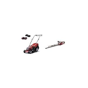 Einhell Tondeuse à Gazon sans Fil GE-CM 36/36 Li (Power X-Change, Moteur sans Charbon,Hauteur de Coupe à 6 Positions, avec 2 Batteries 4 Ah + 2 chargeurs) + Taille-Haies sans Fil GE-CH 18/60 Li