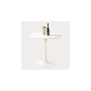 MEUBLE COSY Table Salle à Manger Ronde Scandinave 2-4 Personnes pour Salon Cuisine, en Bois d'ingénierie et métal, Blanc, 80x80x73cm, Weiß