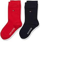 Tommy Hilfiger Classic Chaussettes, Bleu Marine/Rouge, 23/26 (Lot de 2) Enfant Unisexe