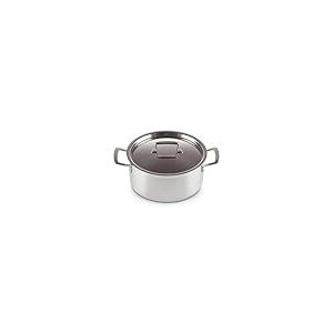 Le Creuset Cocotte Ronde avec Couvercle, 24 cm, Inox 3-ply, Capacité 5,3 L, Argenté,96200724001000