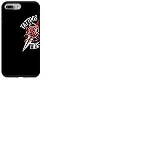 Tattoos Are Trashy Rose Dague Anti Tatouage Opinion Coque pour iPhone 7 Plus/8 Plus