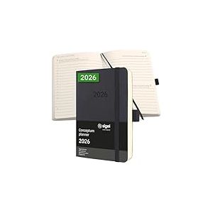 SIGEL C2621 Agenda journalier 2026, A6, couverture souple | Calendrier, Planificateur, Organisateur, Journal | noir - Conceptum