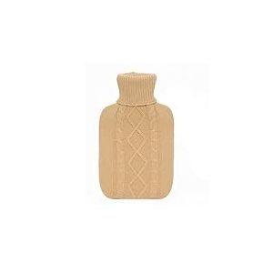 PLIC - Bouillotte &agrave; Eau 2L avec Housse en Tricot Torsad&eacute;, Style Pull Irlandais, Col Roul&eacute;, Chaleur Douce et Prolong&eacute;e, Soulage les Douleurs, S&eacute;curit&eacute; Certifi&eacute;e (Norme BS)