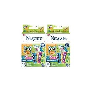 Pansements Nexcare Happy Kids Mix Plasters, Assortiment, 50/Bo&icirc;te (Lot de 2)