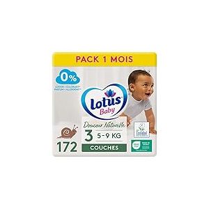 Lotus Baby Douceur Naturelle - Couches Taille 3 (5-9 kg) Pack 1 mois - 172 couches