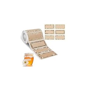 AiQInu Etiquettes Autocollantes Bocaux,500 Pi&egrave;ces &Eacute;tiquettes &agrave; Confiture en Papier Kraft, Etiquettes Adh&eacute;sives &Eacute;tiquettes Confitures, pour Pots &agrave; &eacute;Pices, Bouteilles,Sacs cadeaux, Enveloppes
