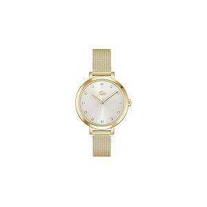 Lacoste Montre à Mouvement à Quartz Trois Aiguilles pour Femme Collection Riga avec Bracelet Milanais en Acier Inoxydable de Couleur Dorée - 2001401