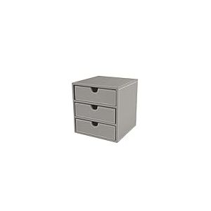 OSCO Commode &agrave; 3 tiroirs en similicuir gris | Rangement de petits objets | Empilable | Conteneur Lego | Conteneur de maquillage | Bo&icirc;te &agrave; bijoux | Organiseur de papeterie | Non format A4 | H 18,2 x l