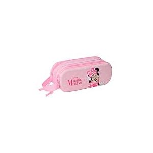 safta Minnie Mouse 3D Trousse Double 3D pour Enfant, idéale pour Les Enfants d'âge Scolaire, Confortable et Polyvalente, qualité et résistance, 21 x 6 x 8 cm, Rose, M, Décontracté