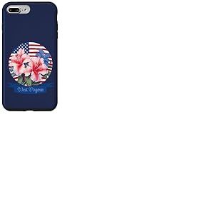 Virginie-Occidentale Rhododendron Fleur WV Historique Faits Drapeau USA Coque pour iPhone 7 Plus/8 Plus