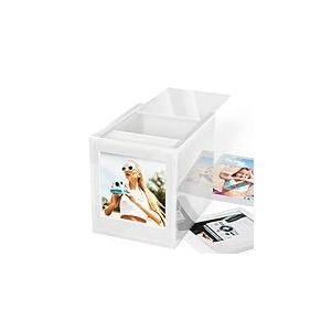 WINKINE Polaroid Boîte de rangement en acrylique pour photos Polaroid i-Type/600/SX-70/Instax Square Film, 10,6 x 8,9 cm avec couvercle coulissant, alternative au livre d'or de mariage, cadre photo