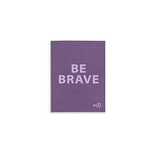 Miquelrius - Carnet A4 Be Eco, 80 Feuilles 90 g/m², Règles Horizontales 7 mm, 1 Bande Couleur, 4 Trous, Couverture Recyclée, Violet Améthyste