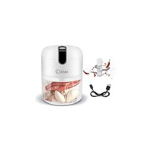 Hachoir Multifonctions Compact Chopper - Rechargeable, Chargeur USB - Gobelet doseur 250 ml - 3 Lames en acier inoxydable de qualité - Moteur Puissant