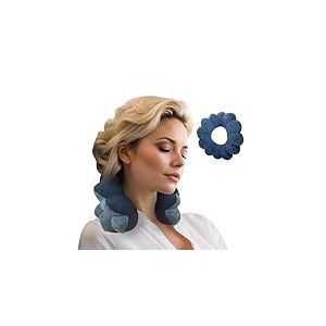 Total Pillow Oreillers en Forme de Donut pour Avion et Voyage, Coussin de Nuque Confortable en microbilles pour Cou, tête, Dos, Soutien Lombaire et pelvien, s'adapte à de Nombreuses Positions, Bleu