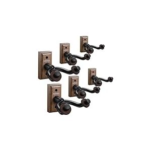 Donner Support Mural pour Guitare Acoustique Electrique, Porte Guitare Mural Noyer Noir pour basse ukulélé violon basse, Pack de 6