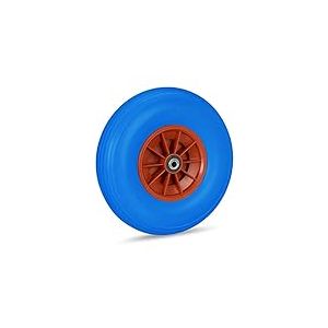 Relaxdays Roue de brouette Caoutchouc 4.00-6, de Rechange axe, increvable, essieu, 3 adaptateurs, 100 kg, Bleu-Rouge