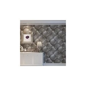 HANMERO Papier Peint Moderne Trompe-l'œil 3D Faux Cuir Vinyle Mural Wallpaper pour Chambre, TV Fond, Bureaux, Gris foncé-7 Couleurs au Choix