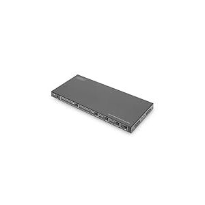 DIGITUS DS-55509 Commutateur matriciel HDMI 4x2-4 in 2 Out - UHD 4K/60 Hz - HDCP 2.2/1.4 & HDMI 2.0 - HDR10+, HLG, Arc, Dolby Vision, Commutateur EDID - Audio (Toslink S/PDIF, Stereo 3,5mm)