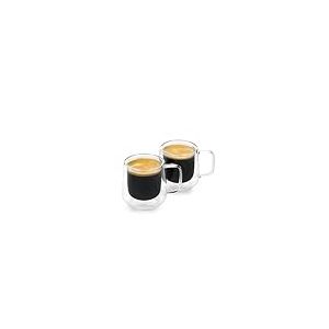 La Cafetière 2pc Siena Ensemble de verres à espresso à double paroi, 100ml. Tasses à café avec poignée pour Barista Espresso, empilable et légères