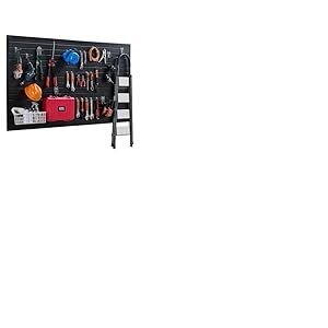 VEVOR Panneau à Lattes Mural Garage, 1225x2450 mm, Panneau Rangement Outils en PVC avec Conception Modulaire, Porte-outils Muraux pour Affichage, Organisation, Stockage, Atelier, Artisanal, Noir