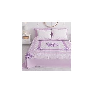 PETTI Artigiani Italiani - Couvre-Lit 160x250 cm Microfibre, Printemps Été, Parure de Lit Légère Simple, Draps, Une Personne, Noeud Lilas, 100% Fabriqué en Italie