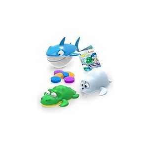 INKEE Toys Wind-Up Drop Ocean &ndash; Jouets Bain b&eacute;b&eacute; &agrave; remonter &ndash; Jeu de Bain Enfant avec Requin Bleu, Crocodile Vert et Phoque Blanc &ndash; Jouets pour Le Bain avec Mini Bombes de Bain