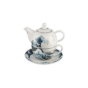 Goebel Die Welle Hokusai 67013531 Théière avec soucoupe, théière en porcelaine