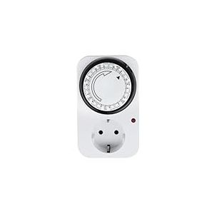 Minuteur mécanique hebdomadaire avec Prise, Blanc, programmable, Facile à Utiliser, idéal pour contrôler Les lumières et Les appareils électroniques.