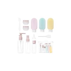 Carehabi Lot de 11 Flacon Voyage kit, Contenant de Voyage à Remplir 30/50/60/80ml, Flacons Pulvérisateurs Vides Transparents, Petite Boîte de Crème, Distributeur à Pompe Shampoing Accessoire Avion