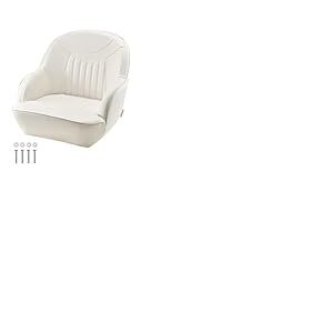 VEVOR Si&egrave;ge de Bateau &agrave; Dossier Bas, Si&egrave;ge Baquet de Capitaine Confortable, Assis de Bateau avec Rembourrage en &Eacute;ponge &Eacute;paisse et Cuir PVC Imperm&eacute;able, Remplacement pour Yachts, Navire, Blanc