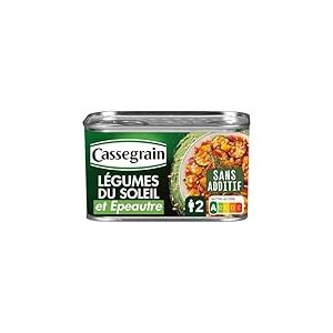 CASSEGRAIN - L&eacute;gumes du Soleil & Epeautre - Huile d'Olive Vierge Extra 4,7% - Sans Additif - Nutri-Score A - Emballage 100% Recyclable - Bo&icirc;te de Conserve de 375 g