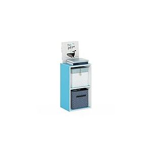 Furinno Pasir Étagère ouverte à 2 niveaux, Blanc/Bleu clair, 2-Tier Cube