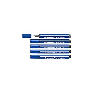 STABILO Lot de 5 Feutres coloriage Trio Scribbi Triangulaire Pte Large bleu