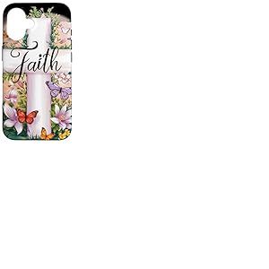 Faith-Cross Papillons floraux Christ Fleurs Religieuse Fille Coque pour iPhone 16