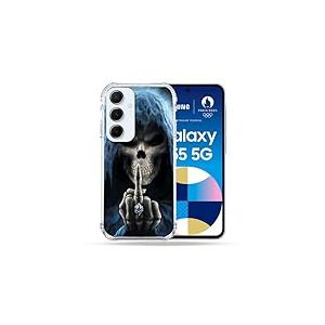 Cokitec Coque Renforcée pour Samsung Galaxy A55 5G Tete de Mort Doigt