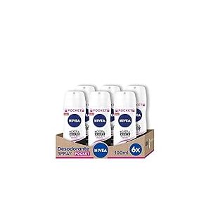 NIVEA Black & White Invisible Original Spray Pocket en pack de 6 (6 x 100 ml), Déodorant Femme avec protection 48h, Déodorant Anti-transpirant pour Soin Femme