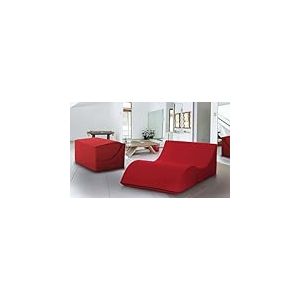 Talamo Italia - Lit pliant Annabella, Pouf convertible en lit double, M&eacute;ridienne en simili cuir, 100% Made in Italy, 100x200h70 cm, Rouge