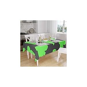 Bonamaison, Anti-moisissure, S&eacute;chage Rapide, R&eacute;sistant aux Taches, Lavable en Machine, 100% Polyester Nappe de Table, Fum&eacute;e Verte n&eacute;on, 140 x 160 Cm - Con&ccedil;u et Fabriqu&eacute; en Turquie