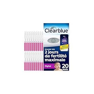 Clearblue Test d’Ovulation Digital, Aide A Concevoir, 1 Appareil Digital Et 20 Tests, Signale vos 2 jours les plus fertiles, Maximise vos chances de concevoir naturellement, L'Emballage peut varier