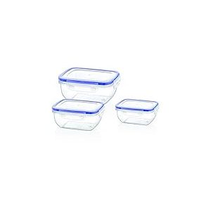 Bager Cook&Lock Lot de 3 bo&icirc;tes de rangement rectangulaires transparentes (400 + 800 + 1400 ml)