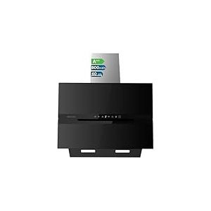 Cecotec Hotte Aspirante Inclinée Décorative 60cm Bolero Flux DT 608010 Glass Black A++ Finition Verre Noir, Aspiration 800m3/h, 210W, Classe A++, 3 Niveaux, Filtre Charbon, Ouverture Automatique