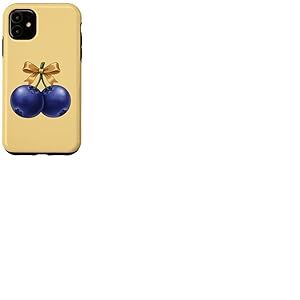 Paire de myrtilles Mignonnes avec n&oelig;ud Kawaii Fruit Coque pour iPhone 11