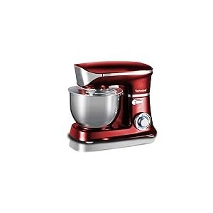 Robot Pétrin 6,5L TRP-6555-1300W, Bol en Inox, Mouvement Planétaire, 6 Vitesses + Impulsion, Crochet Pétrin, Batteur, Fouet, Protection Surcharge Moteur, Couvercle Transparent TECHWOOD