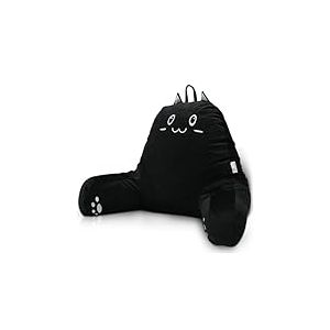 SUNSIDE Coussin de lecture avec motif chat, coussin de dos pour s'asseoir dans le lit, oreiller de repos en mousse &agrave; m&eacute;moire de forme d&eacute;chiquet&eacute;e avec accoudoirs, convient pour la lecture, la d&eacute;tente,